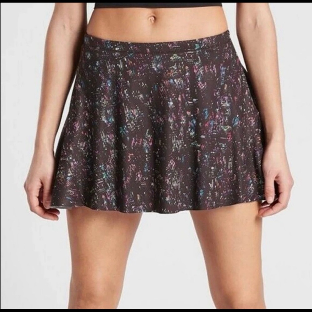 Athleta Black Skater Skirt with Multicolor Speckle